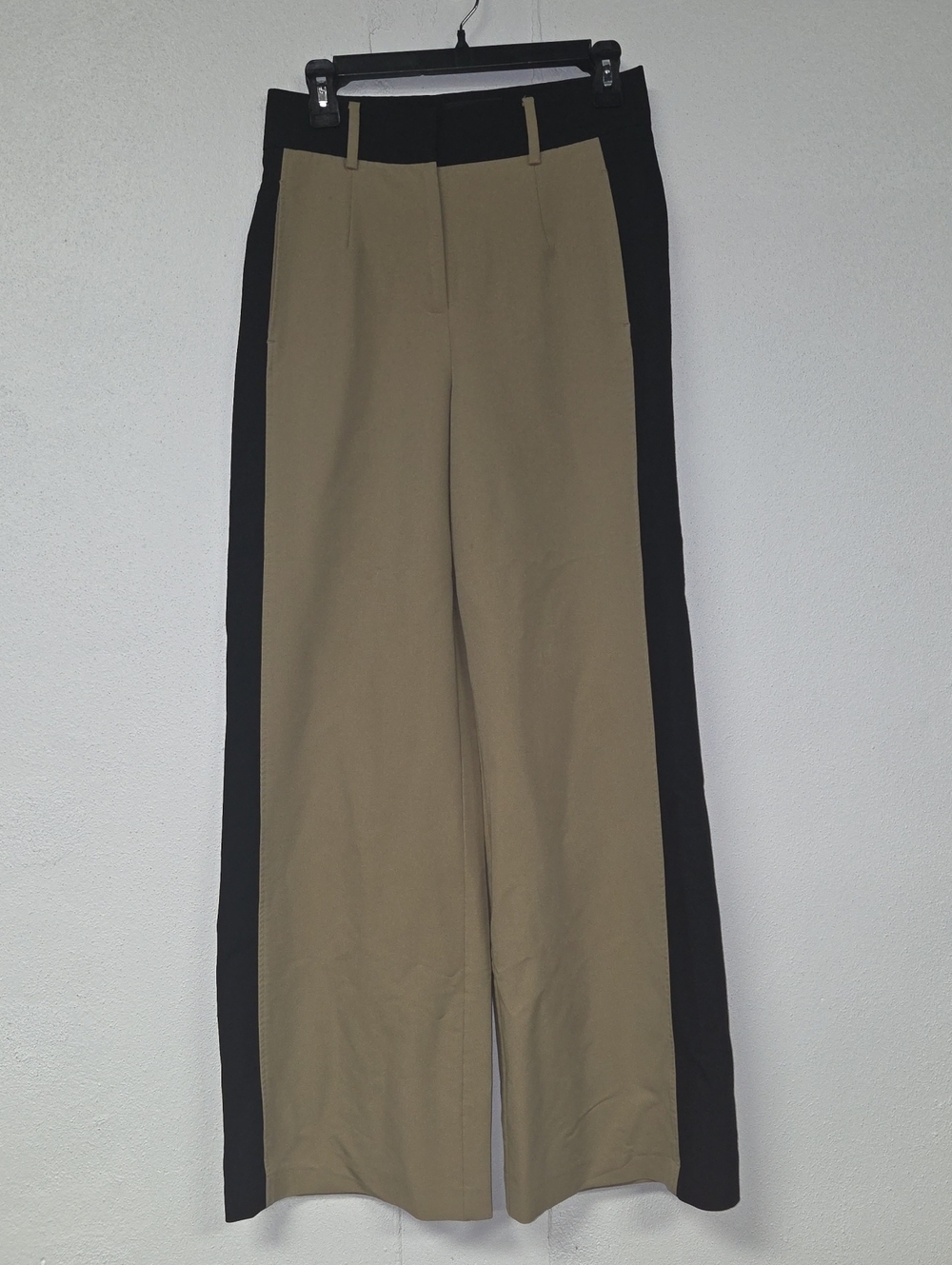 Tailored Two-Tone Wide Leg Pants in Tan & Black